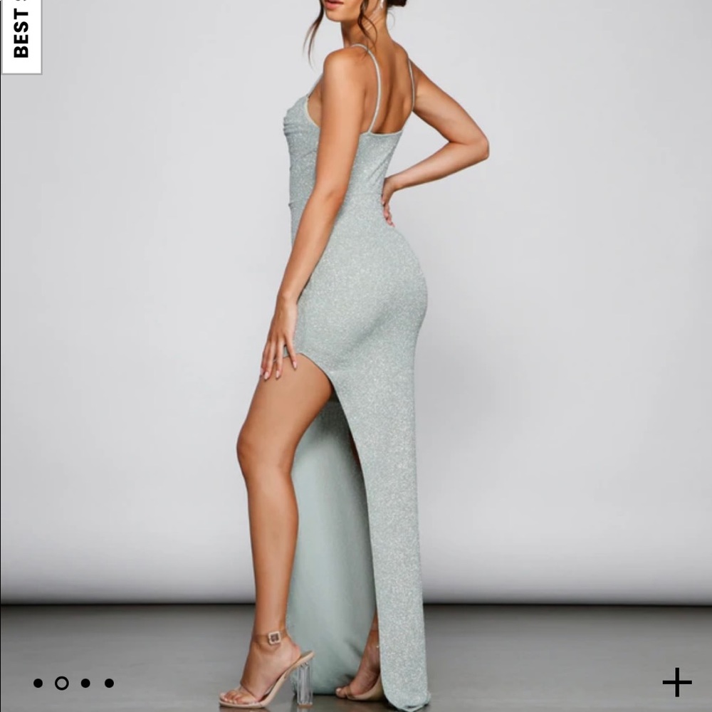 Formal high slit glitter dress